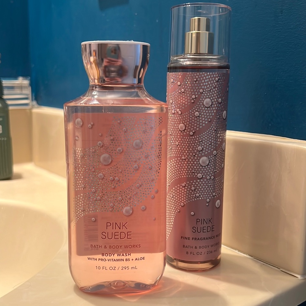 Bath and Body Works Pink Suede bath wash and perfume